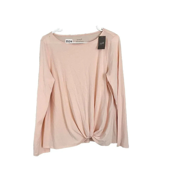Pure Jill Womens Peach Parfait Blouse Medium Soft Knot Top Long Sleeve NWT - Picture 1 of 11